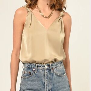 Greylin Kassi Shoulder Knot Satin Top